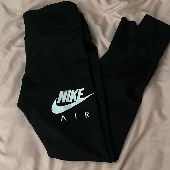 Nike Kids Black Leggings with White Logo - Picture 1 of 1